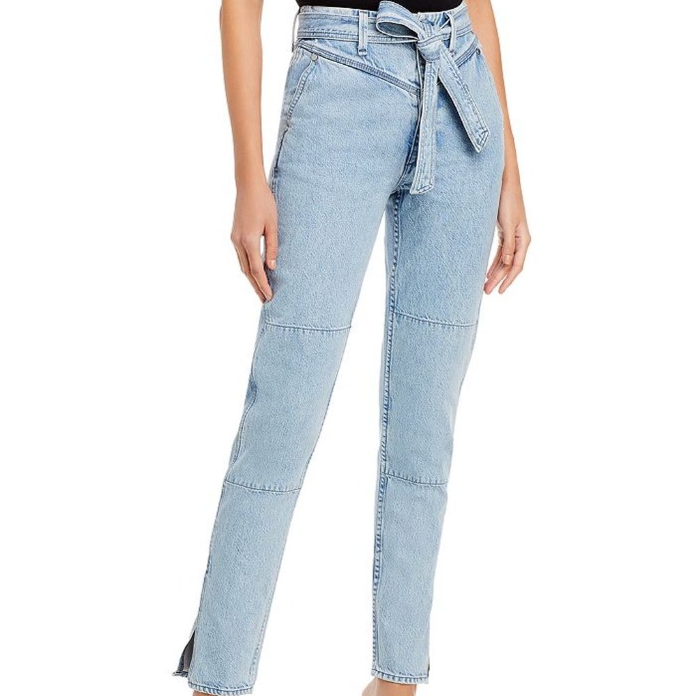Rag & Bone Mia Yoke Straight Leg Jeans in Clean Lou